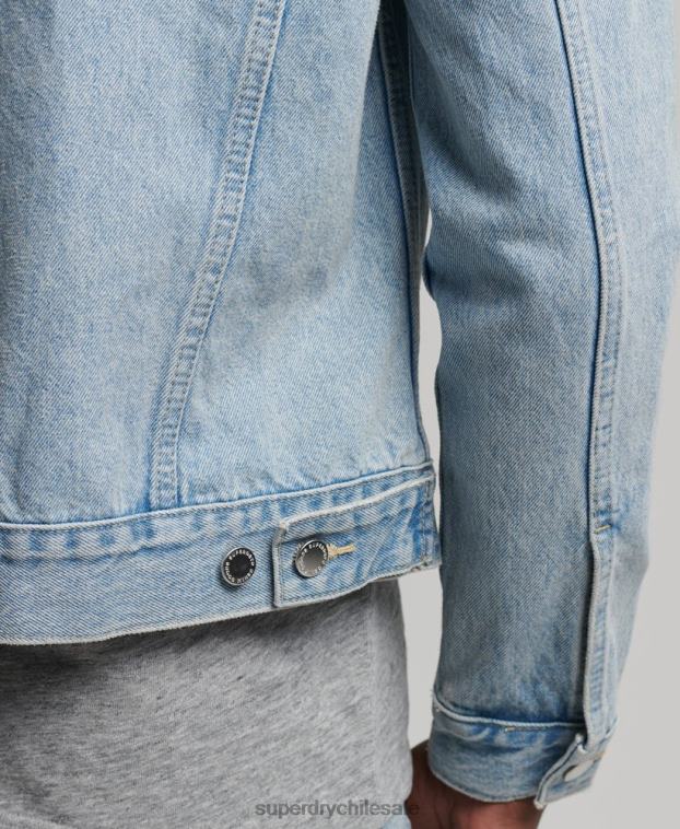 hombres Superdry azul claro chaqueta de camionero bandolero 2R68Z4707