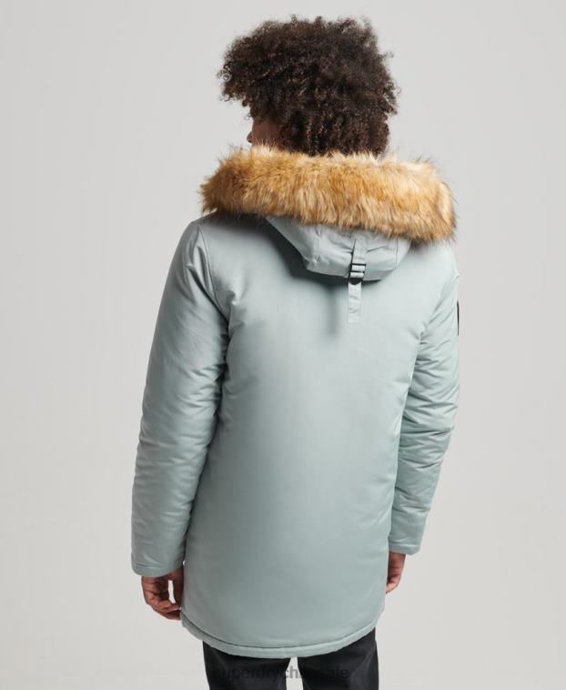 hombres Superdry azul claro parka everest de piel sintética con capucha 2R68Z1007