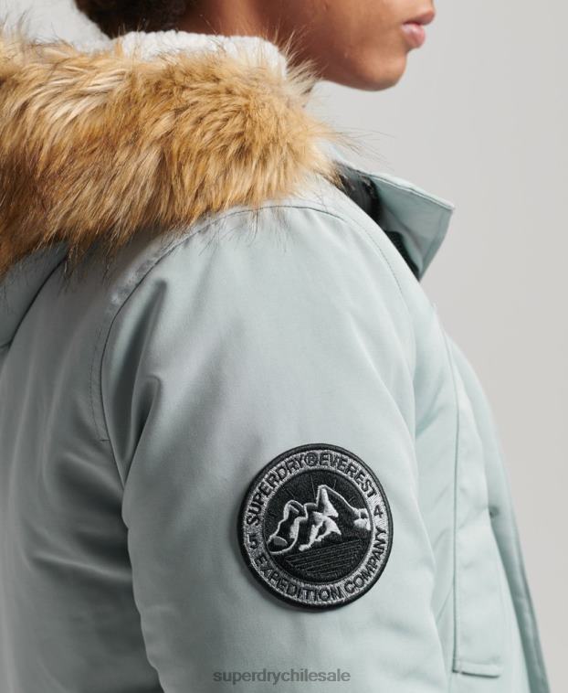 hombres Superdry azul claro parka everest de piel sintética con capucha 2R68Z1007
