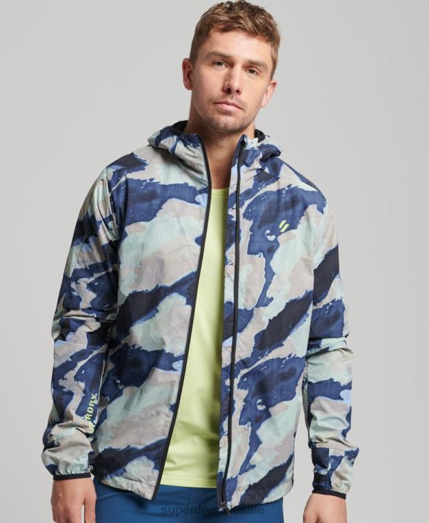 hombres Superdry azul correr chaqueta 2R68Z4718