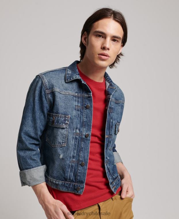 hombres Superdry azul oscuro chamarra de camionero de trabajador vintage 2R68Z4617