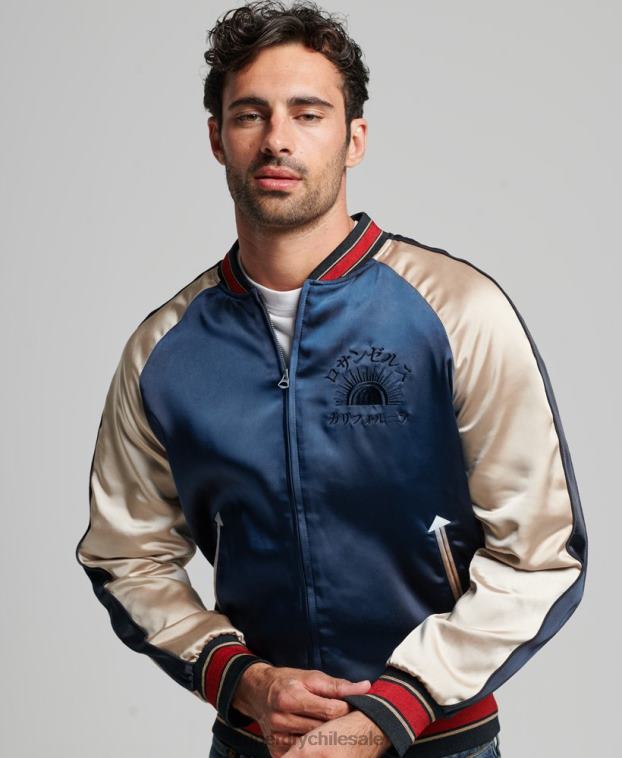 hombres Superdry azul oscuro chaqueta sukajan 2R68Z904