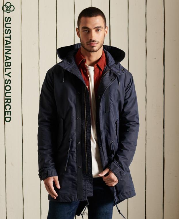hombres Superdry azul parka militar con cola de pez 2R68Z4680