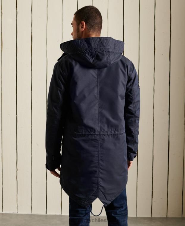 hombres Superdry azul parka militar con cola de pez 2R68Z4680