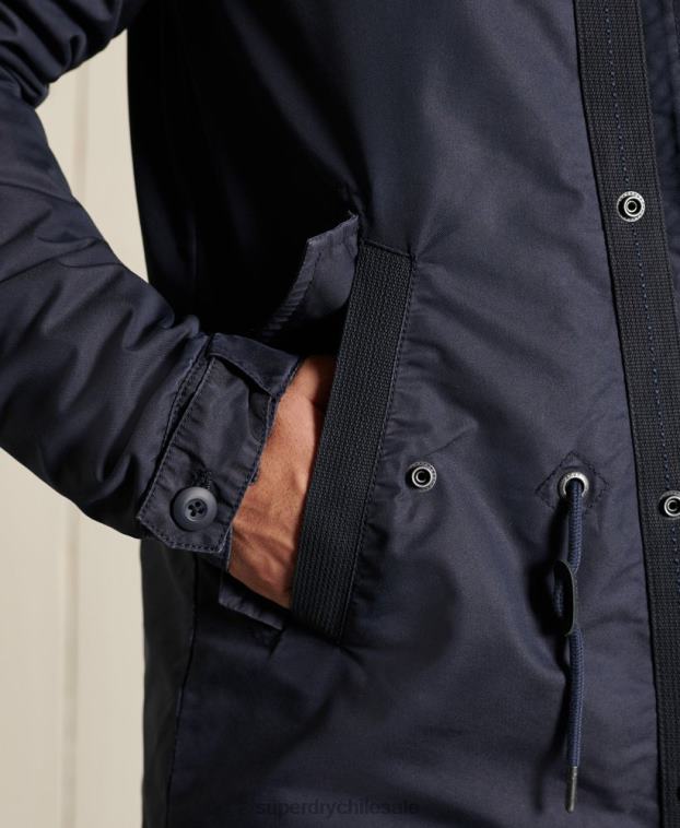 hombres Superdry azul parka militar con cola de pez 2R68Z4680