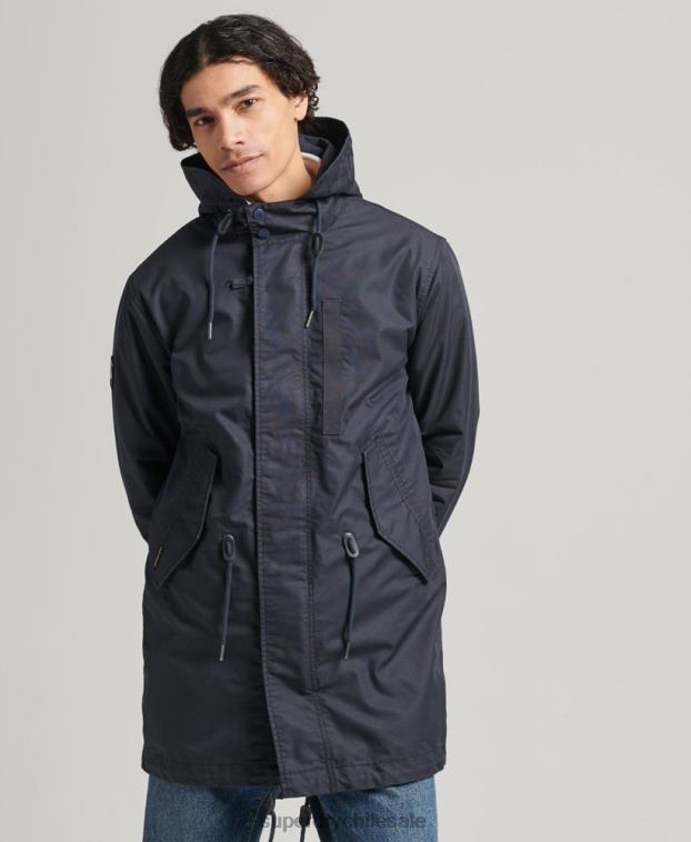 hombres Superdry azul parka militar vintage fishatil 2R68Z4715