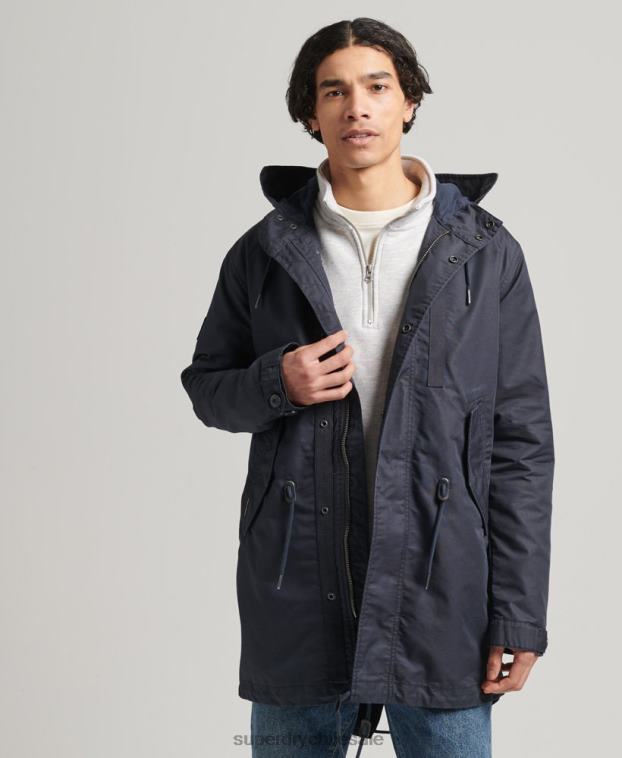 hombres Superdry azul parka militar vintage fishatil 2R68Z4715