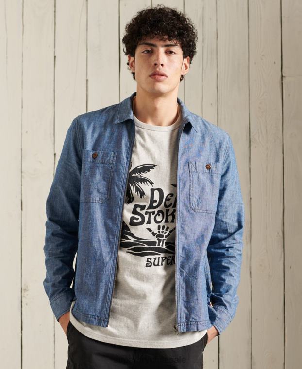 hombres Superdry azul sobrecamisa de rompeolas 2R68Z4786