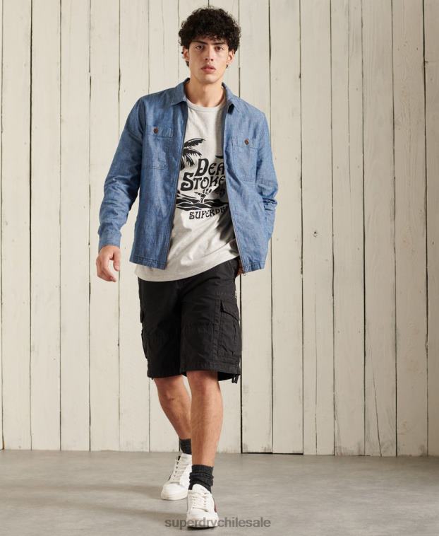 hombres Superdry azul sobrecamisa de rompeolas 2R68Z4786
