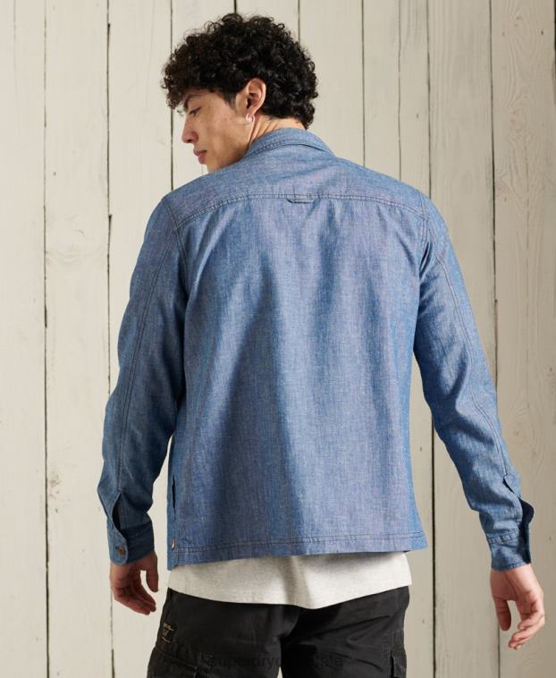 hombres Superdry azul sobrecamisa de rompeolas 2R68Z4786