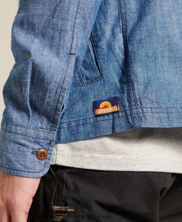hombres Superdry azul sobrecamisa de rompeolas 2R68Z4786