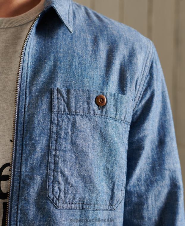 hombres Superdry azul sobrecamisa de rompeolas 2R68Z4786