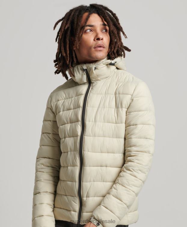 hombres Superdry beige chamarra acolchada clásica con capucha 2R68Z985
