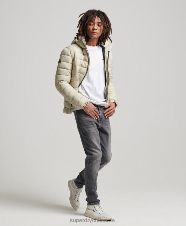 hombres Superdry beige chamarra acolchada clásica con capucha 2R68Z985