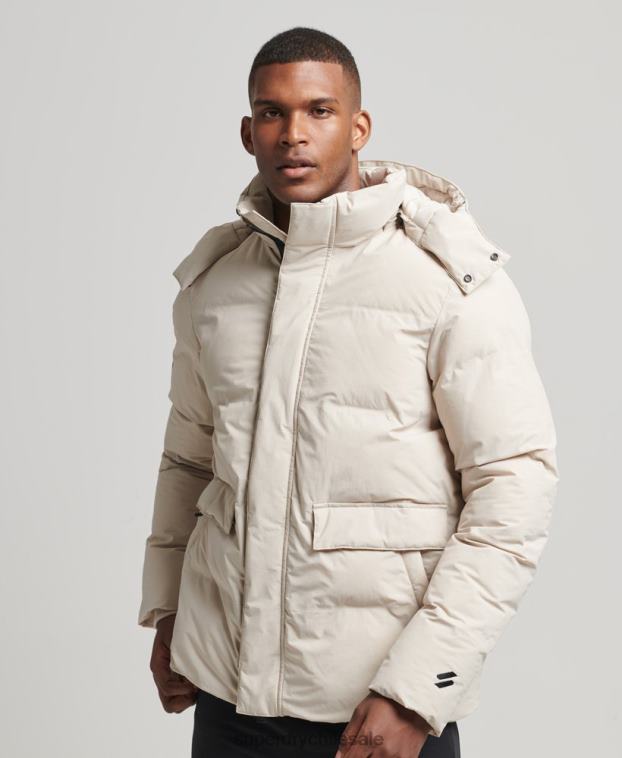 hombres Superdry beige chamarra corta acolchada 2R68Z4456