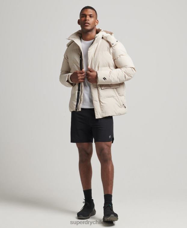 hombres Superdry beige chamarra corta acolchada 2R68Z4456