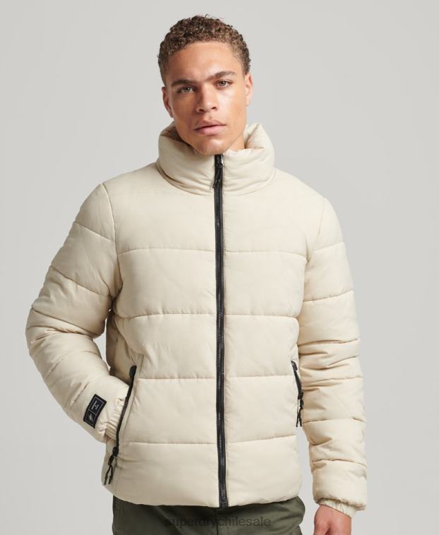 hombres Superdry beige chaqueta acolchada deportiva sin capucha 2R68Z996