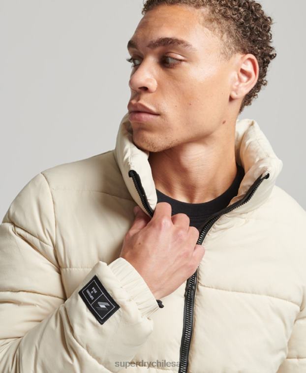 hombres Superdry beige chaqueta acolchada deportiva sin capucha 2R68Z996