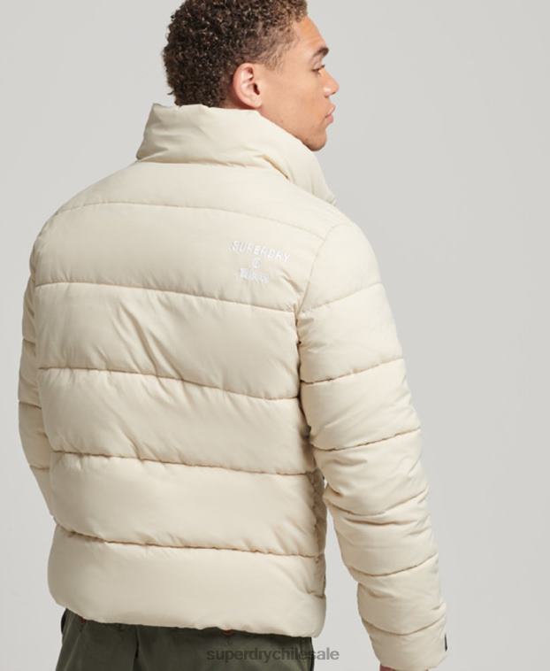 hombres Superdry beige chaqueta acolchada deportiva sin capucha 2R68Z996