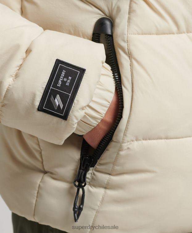 hombres Superdry beige chaqueta acolchada deportiva sin capucha 2R68Z996