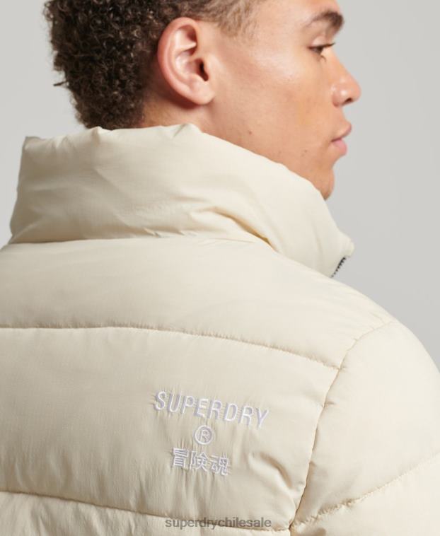 hombres Superdry beige chaqueta acolchada deportiva sin capucha 2R68Z996