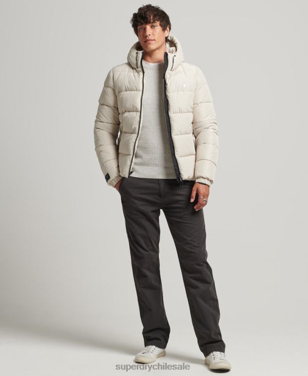 hombres Superdry beige chaqueta deportiva acolchada con capucha 2R68Z1071