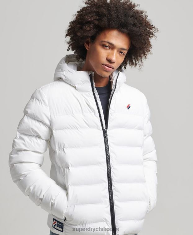 hombres Superdry blanco chaqueta acolchada termosellada 2R68Z1073