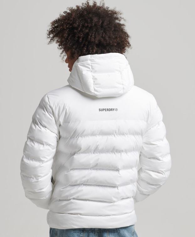 hombres Superdry blanco chaqueta acolchada termosellada 2R68Z1073