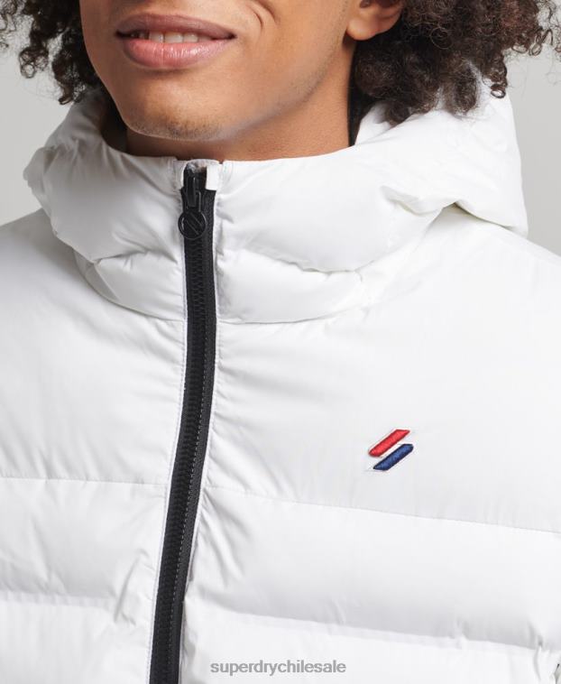hombres Superdry blanco chaqueta acolchada termosellada 2R68Z1073