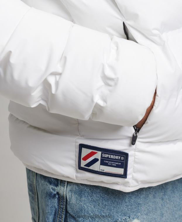 hombres Superdry blanco chaqueta acolchada termosellada 2R68Z1073