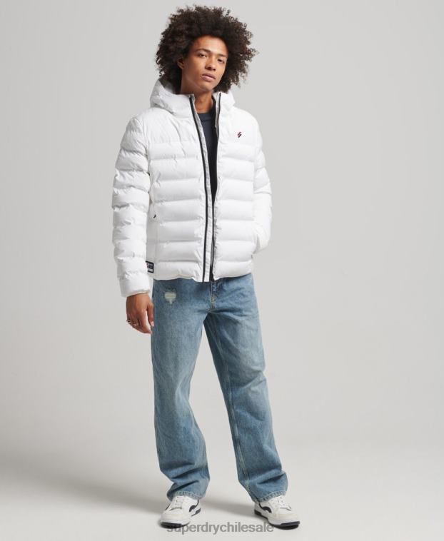 hombres Superdry blanco chaqueta acolchada termosellada 2R68Z1073