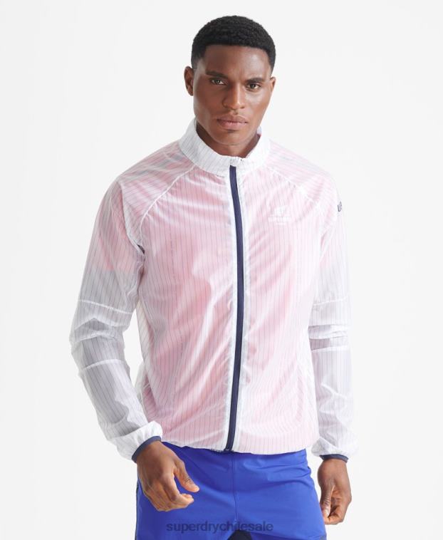 hombres Superdry blanco correr chaqueta de membrana 2R68Z4661