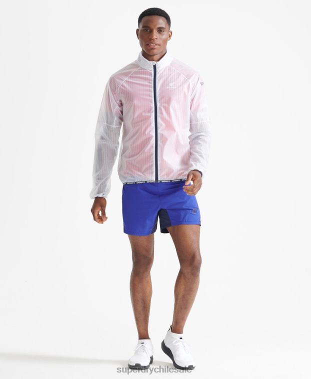 hombres Superdry blanco correr chaqueta de membrana 2R68Z4661