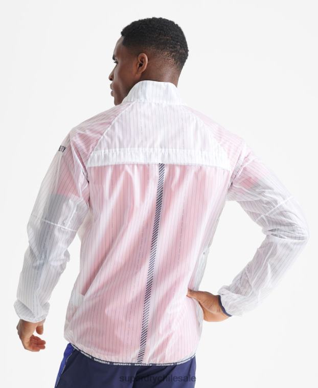 hombres Superdry blanco correr chaqueta de membrana 2R68Z4661
