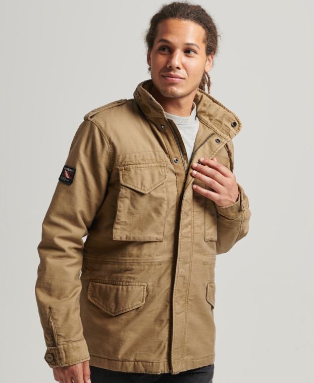 hombres Superdry broncearse chaqueta militar con forro de borreguito de campo m65 2R68Z4470