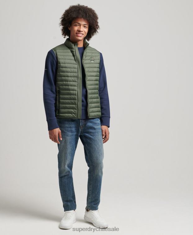 hombres Superdry caqui chaleco de plumas Tech Core 2R68Z4445