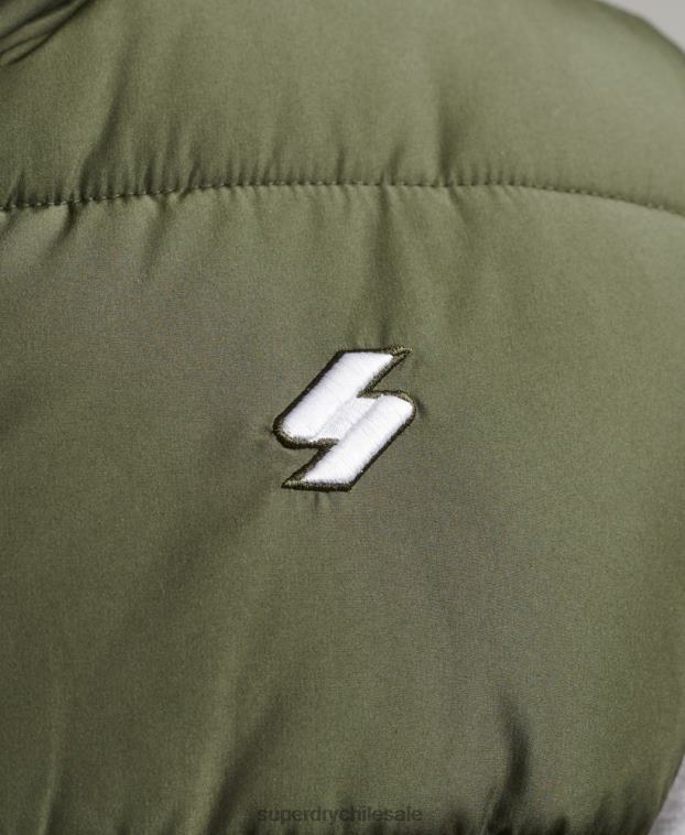 hombres Superdry caqui chaleco deportivo acolchado sin capucha 2R68Z990