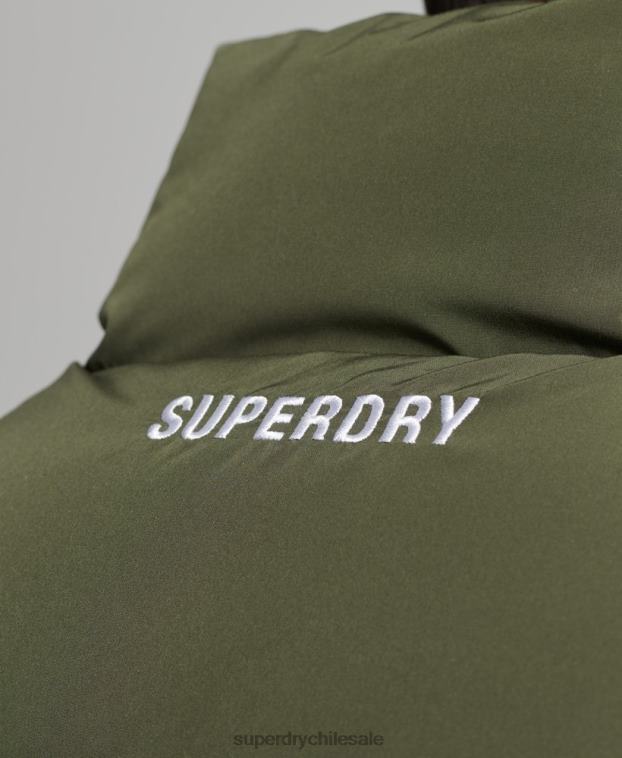 hombres Superdry caqui chaleco deportivo acolchado sin capucha 2R68Z990