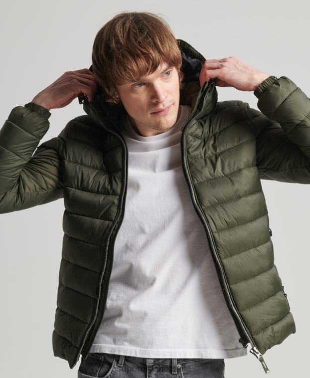 hombres Superdry caqui chamarra acolchada clásica con capucha 2R68Z1016