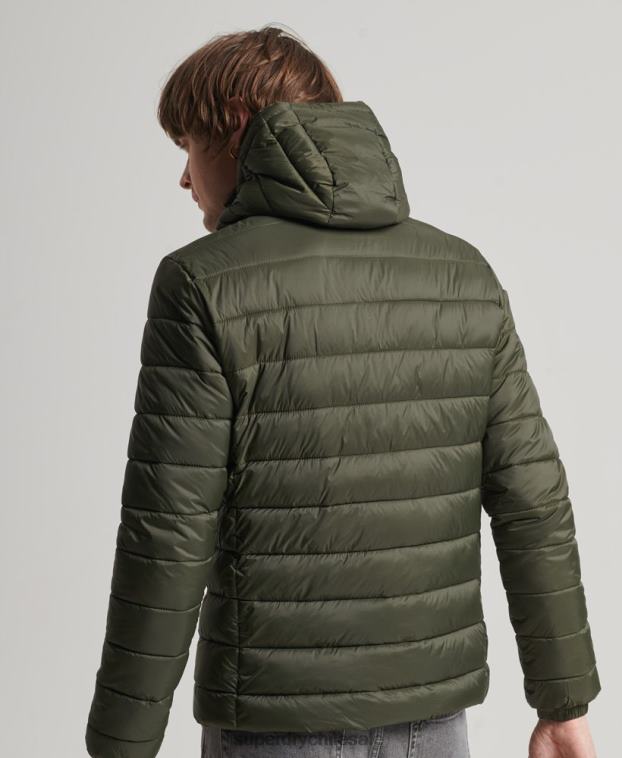 hombres Superdry caqui chamarra acolchada clásica con capucha 2R68Z1016
