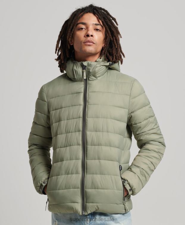 hombres Superdry caqui chamarra acolchada clásica con capucha 2R68Z1070