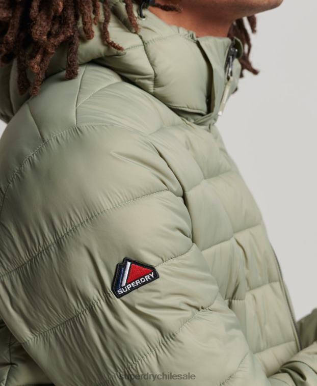 hombres Superdry caqui chamarra acolchada clásica con capucha 2R68Z1070