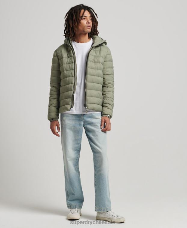 hombres Superdry caqui chamarra acolchada clásica con capucha 2R68Z1070
