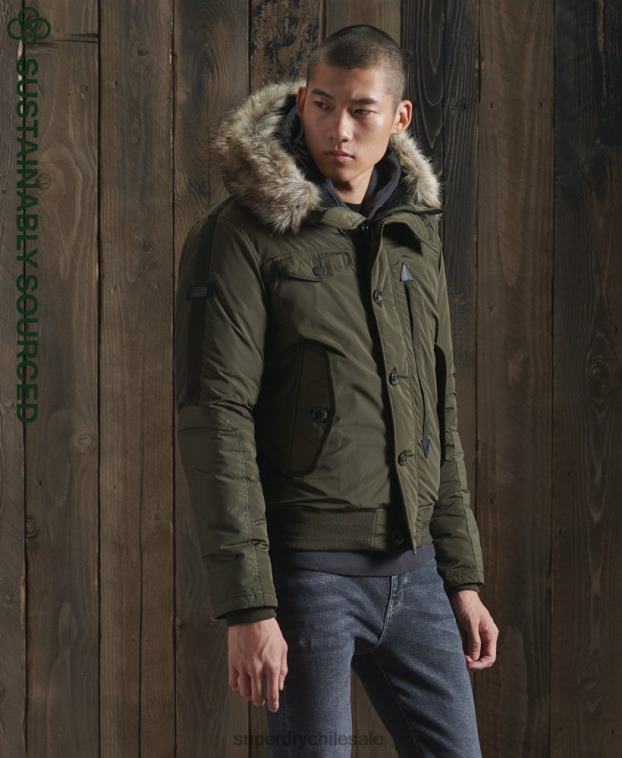 hombres Superdry caqui chamarra bomber de rescate chinook 2R68Z4541
