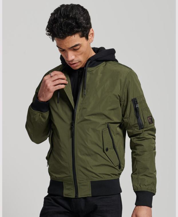 hombres Superdry caqui chamarra bomber de vuelo militar 2R68Z1144