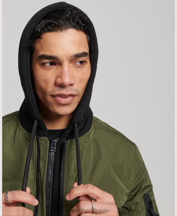 hombres Superdry caqui chamarra bomber de vuelo militar 2R68Z1144