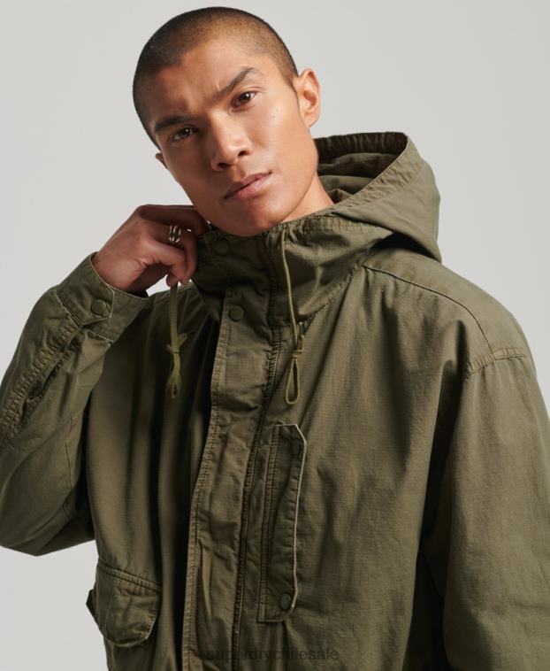 hombres Superdry caqui chamarra de cubierta con capucha 2R68Z938