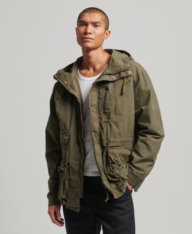 hombres Superdry caqui chamarra de cubierta con capucha 2R68Z938