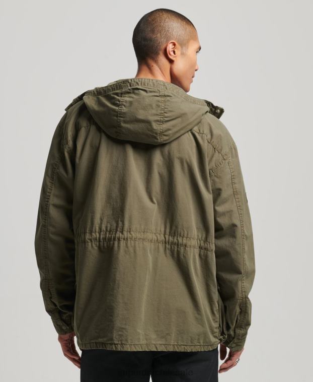 hombres Superdry caqui chamarra de cubierta con capucha 2R68Z938