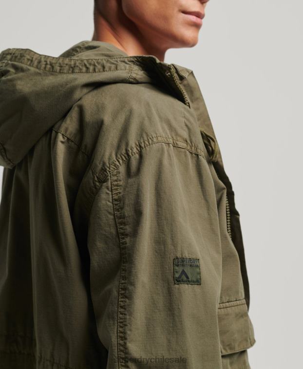 hombres Superdry caqui chamarra de cubierta con capucha 2R68Z938